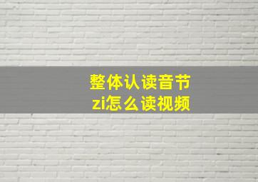 整体认读音节zi怎么读视频