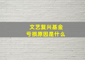 文艺复兴基金亏损原因是什么