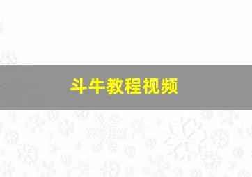 斗牛教程视频