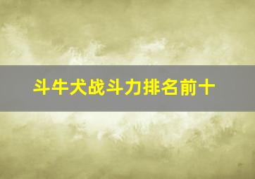 斗牛犬战斗力排名前十