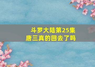 斗罗大陆第25集唐三真的回去了吗