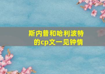 斯内普和哈利波特的cp文一见钟情