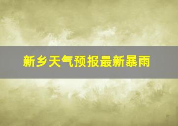 新乡天气预报最新暴雨