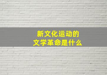 新文化运动的文学革命是什么