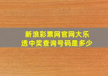 新浪彩票网官网大乐透中奖查询号码是多少