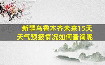 新疆乌鲁木齐未来15天天气预报情况如何查询呢