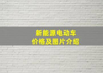 新能源电动车价格及图片介绍