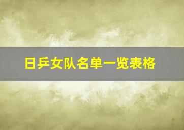 日乒女队名单一览表格