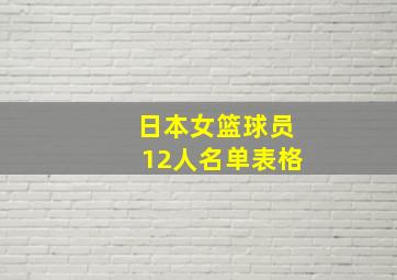 日本女篮球员12人名单表格