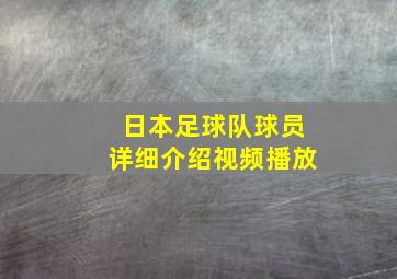 日本足球队球员详细介绍视频播放