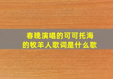 春晚演唱的可可托海的牧羊人歌词是什么歌