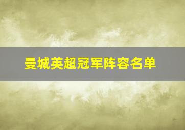 曼城英超冠军阵容名单