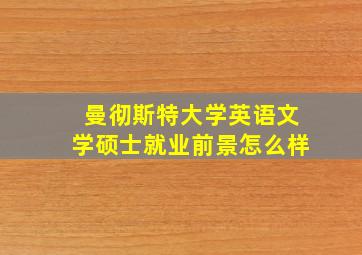 曼彻斯特大学英语文学硕士就业前景怎么样