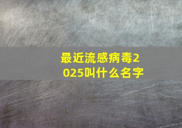 最近流感病毒2025叫什么名字