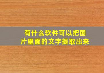 有什么软件可以把图片里面的文字提取出来