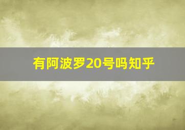 有阿波罗20号吗知乎