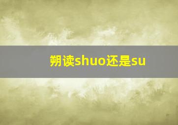 朔读shuo还是su