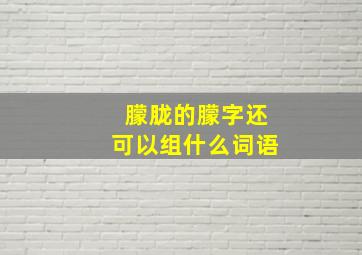 朦胧的朦字还可以组什么词语