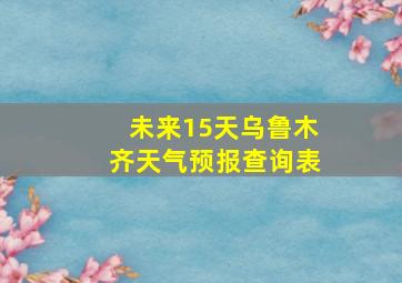 未来15天乌鲁木齐天气预报查询表