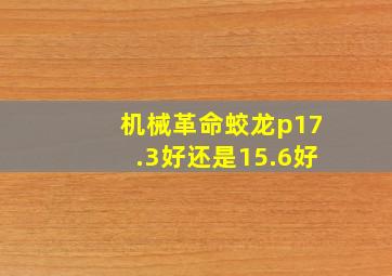 机械革命蛟龙p17.3好还是15.6好