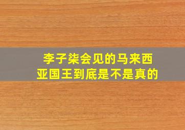 李子柒会见的马来西亚国王到底是不是真的