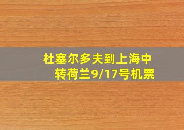 杜塞尔多夫到上海中转荷兰9/17号机票