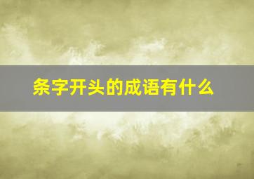 条字开头的成语有什么