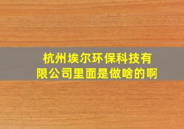 杭州埃尔环保科技有限公司里面是做啥的啊