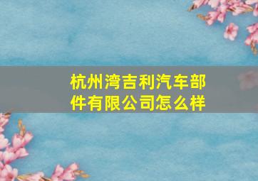 杭州湾吉利汽车部件有限公司怎么样