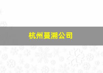 杭州蔓溯公司