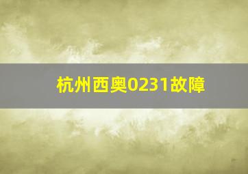 杭州西奥0231故障