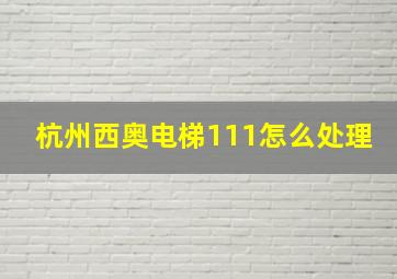 杭州西奥电梯111怎么处理