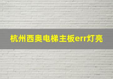 杭州西奥电梯主板err灯亮