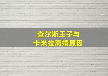 查尔斯王子与卡米拉离婚原因