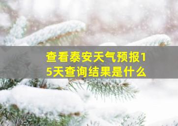 查看泰安天气预报15天查询结果是什么