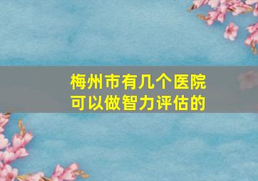 梅州市有几个医院可以做智力评估的