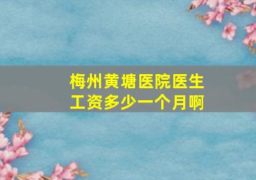 梅州黄塘医院医生工资多少一个月啊