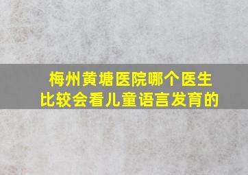 梅州黄塘医院哪个医生比较会看儿童语言发育的