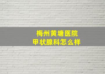 梅州黄塘医院甲状腺科怎么样