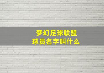 梦幻足球联盟球员名字叫什么