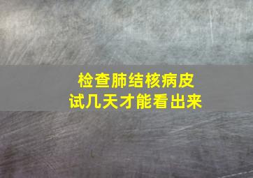 检查肺结核病皮试几天才能看出来