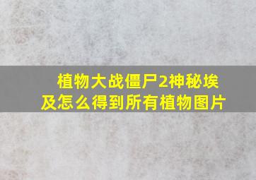 植物大战僵尸2神秘埃及怎么得到所有植物图片