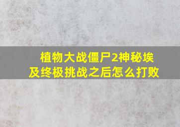 植物大战僵尸2神秘埃及终极挑战之后怎么打败