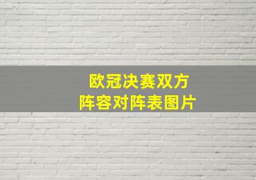 欧冠决赛双方阵容对阵表图片