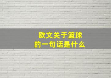 欧文关于篮球的一句话是什么