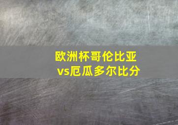 欧洲杯哥伦比亚vs厄瓜多尔比分