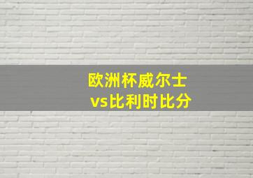 欧洲杯威尔士vs比利时比分