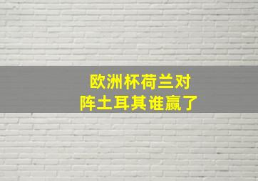 欧洲杯荷兰对阵土耳其谁赢了