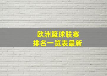 欧洲篮球联赛排名一览表最新