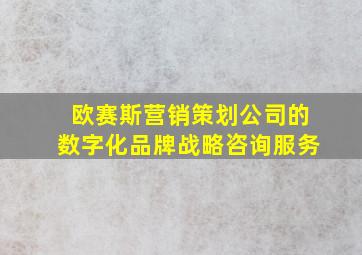 欧赛斯营销策划公司的数字化品牌战略咨询服务